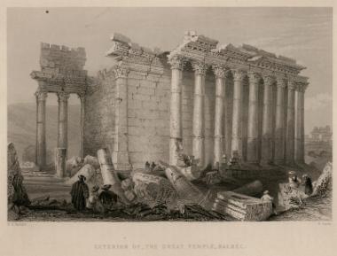 Εξωτερικό του μεγάλου ναού στην Ηλιoύπολη (Μπάαλμπεκ στον σημερινό Λίβανο).