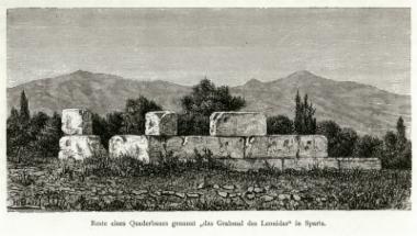 Ερείπια του επονομαζόμενου «Τάφου του Λεωνίδα» ή «Λεωνίδαιου» στη Σπάρτη.
