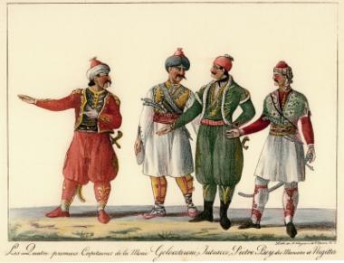 Οι τέσσερις καπετάνιοι του Μωριά: Κολοκοτρώνης, Γιατράκος, Πετρόμπεης Μαυρομιχάλης, Νικηταράς.