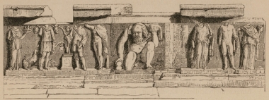 Ανάγλυφα από το υποσκήνιο στο Θέατρο του Διονύσου, στη Νότια Κλιτύ της Ακρόπολης.