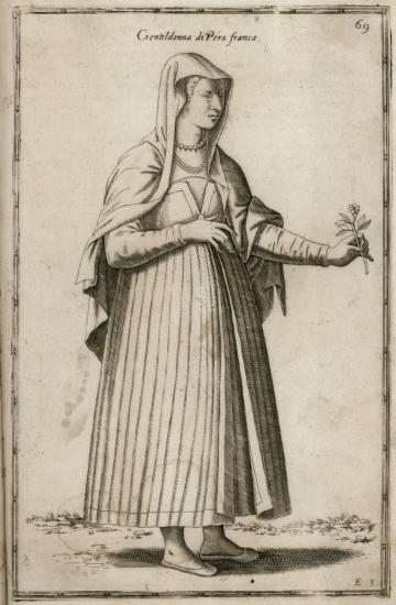 Φραγκολεβαντίνα γυναίκα αριστοκρατικής τάξης από το Πέρα (σημερινό Μπέιογλου).