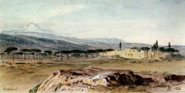 Η μονή Αρκαδίου. Πίνακας βασισμένος σε σχέδιο της 20ής Μαΐου 1864.