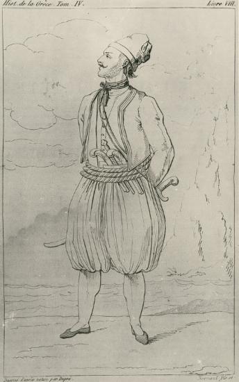 Ο Κωνσταντίνος Κανάρης. Λιθογραφία του Louis Dupré.