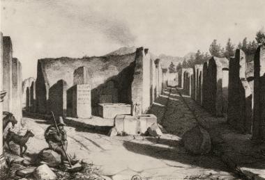 Άποψη της Πομπηίας. Λιθογραφία του Louis Dupré.