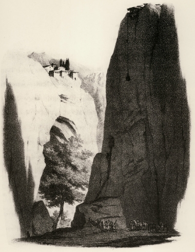 Τα Μετέωρα. Λιθογραφία του Louis Dupré (1825).