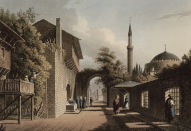 Δρόμος στο Εσκί-Σταμπούλ. Χαλκογραφία του Luigi Mayer.