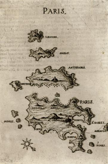 Χάρτης της Πάρου και της Αντιπάρου.