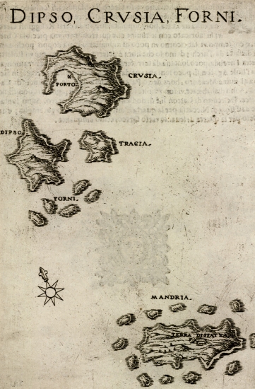 Χάρτης με τους Λειψούς, τους Αρκιούς και τους Φούρνους.