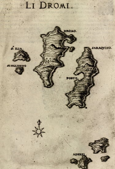 Χάρτης των νησίδων Σαρακηνό και Πλατειά κοντά στη Σκύρο.
