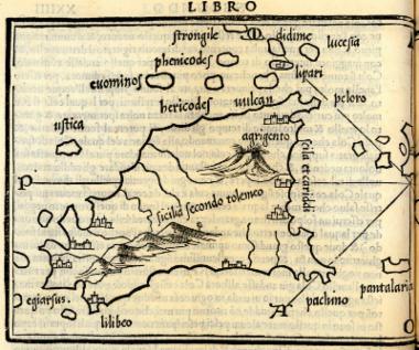 Χάρτης της Σικελίας σύμφωνα με τον Πτολεμαίο.