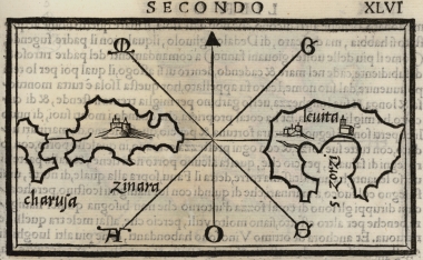 Χάρτης με τα νησιά Λέβιθα και Κίναρος.