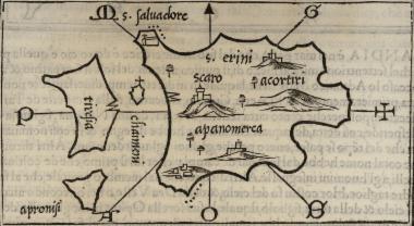 Χάρτης της Σαντορίνης και της Θηρασιάς.