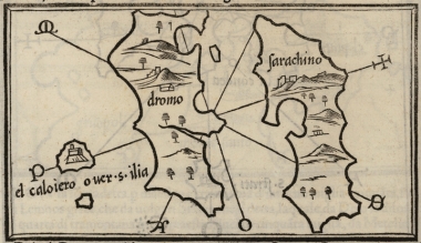 Χάρτης των νησίδων Πλατειά και Σαρακηνό κοντά στη Σκύρο.