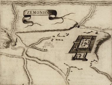 Χάρτης του φρουρίου της πόλης Ζεμόνικο (σημερινού Ζέμουνικ) στην Κροατία.