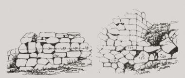 Απεικόνιση τοιχοδομίας και αντερείσματος γέφυρας στις Μυκήνες.