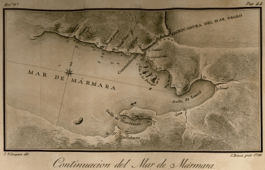 Χάρτης της Προποντίδας και των στενών του Βοσπόρου.