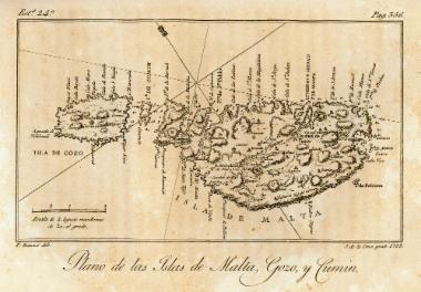 Χάρτης της Μάλτας, του Γκόζο και του Κόμινο.