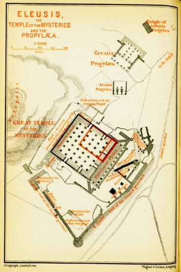 Τοπογραφικό σχεδιάγραμμα του αρχαιολογικού χώρου της Ελευσίνας.