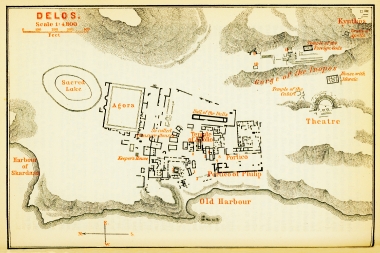 Τοπογραφικό σχεδιάγραμμα του αρχαιολογικού χώρου της Δήλου.