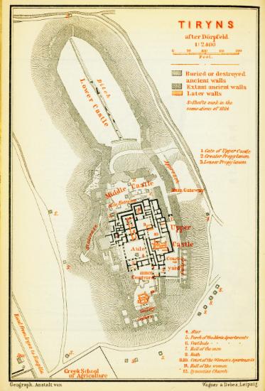 Τοπογραφικό σχεδιάγραμμα της ακρόπολης της Τίρυνθας.