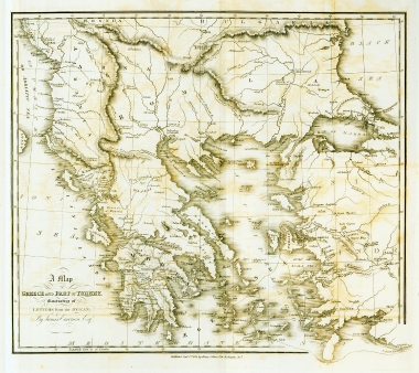 Χάρτης της Ελλάδας και τμήματος της Οθωμανικής Αυτοκρατορίας.