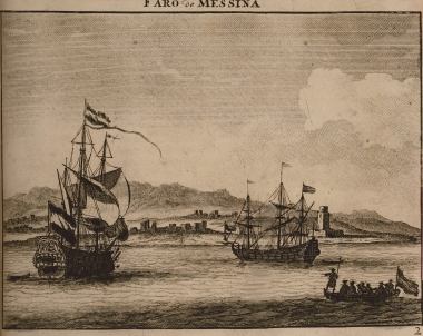 Άποψη της Μεσσήνης, στη Σικελία, με τον φάρο.