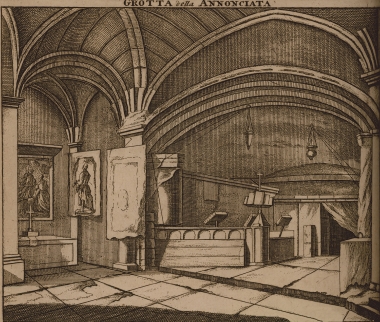 Εσωτερικό του Σπηλαίου του Ευαγγελισμού στον Ναό του Ευαγγελισμού στη Ναζαρέτ.