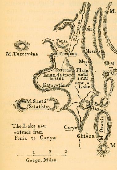 Χάρτης της πεδιάδας του Φενεού.