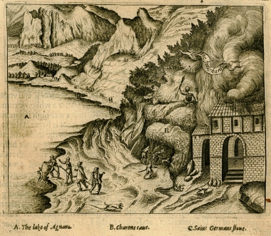 Η λίμνη Αβέρνο στην Καμπανία, όπου κατά τη μυθολογία βρισκόταν η είσοδος στον Κάτω Κόσμο.