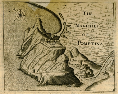 Χάρτης του ακρωτηρίου Τσίρτσεο στο Λάτιο της Ιταλίας.