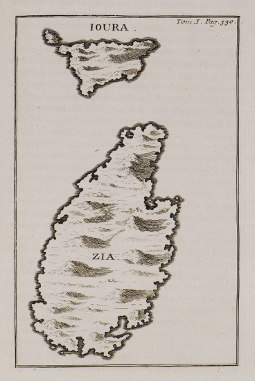 Χάρτης της Κέας και της βραχονησίδας Γιούρα.