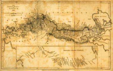 Χάρτης των βορείων συνόρων της Ελλάδας το 1834.