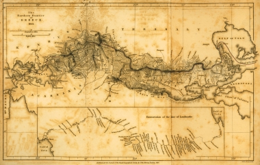 Χάρτης των βορείων συνόρων της Ελλάδας το 1834.