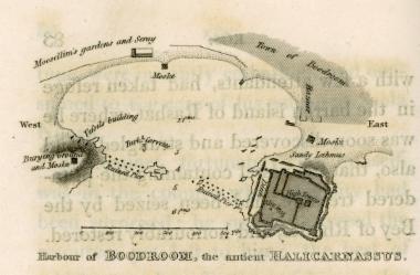 Τοπογραφικό σχεδιάγραμμα του λιμανιού της Αλικαρνασσού (σήμερα Μπόντρουμ).