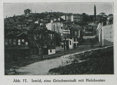 Δρόμος με ξύλινα σπίτια στη Νικομήδεια (σημερινό Ίζμιτ), πόλη με ελληνικό πληθυσμό.