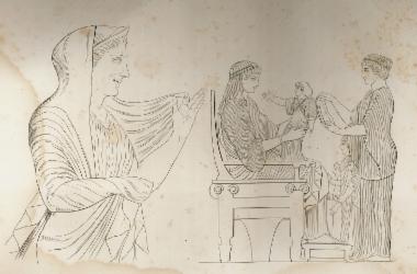 Επιτύμβια στήλη από τη Villa Albani και ανάγλυφο από το Μουσείο του Καπιτωλίου, Ρώμη.