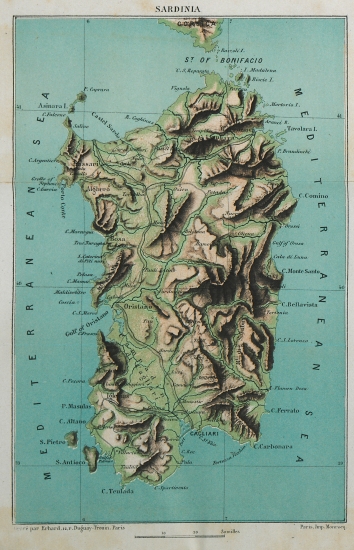 Χάρτης της Σαρδηνίας.