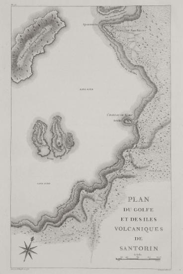 Χάρτης της Καλντέρας και των ηφαιστειογενών νησίδων στη Σαντορίνη.