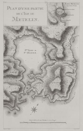 Χάρτης τμήματος της νήσου Λέσβου.