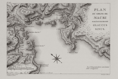 Κάτοψη του κόλπου της Μάκρης (σήμερα Φετχιγίε), γνωστού στην αρχαιότητα και ως Glaucus Sinus.