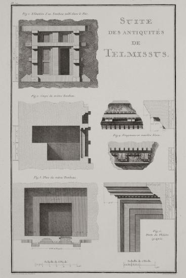 Λεπτομέρειες αρχιτεκτονικών μελών τάφου κοντά στην Μάκρη (αρχαία Τελμησσό και σήμερα Φετχιγιέ).