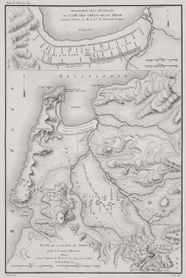 Χάρτης της πεδιάδας της Τροίας.