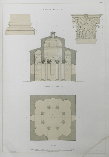 Τομή και κάτοψη του βαπτιστηρίου της Ριέζ στην Προβηγκία.