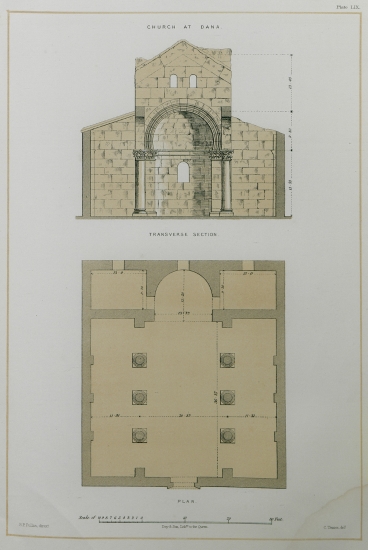 Εγκάρσια τομή και κάτοψη εκκλησίας στη Ντάνα (Al-Dana) της Συρίας.