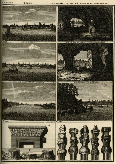 Η πόλη Βελίκι Ουστιούγκ. Άποψη της Τότμα. Άποψη του ποταμού Ντβίνα. Κιονόκρανα από την Περσέπολη και γείσο της πύλης.