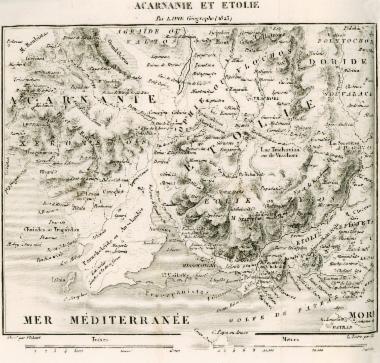 Χάρτης της Αιτωλίας και της Ακαρνανίας.