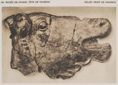 Το ανάγλυφο του ταύρου από τα ανάκτορα της Κνωσσού (Αρχαιολογικό Μουσείο Ηρακλείου).