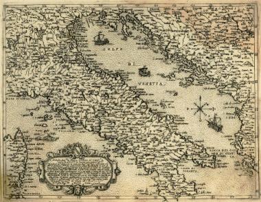 Χάρτης της Ιταλικής χερσονήσου και των ανατολικών ακτών της Αδριατικής.