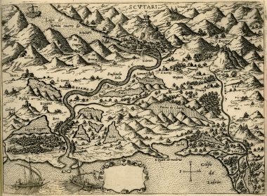 Χάρτης της Σκόδρας και των περιχώρων της στην Αλβανία.