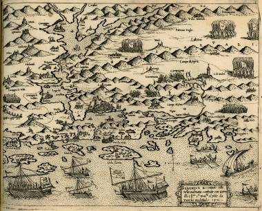 Η πόλη Σίμπενικ της Κροατίας κατά την πολιορκία της από τους Οθωμανούς, ενώ την υπερασπίζεται ο βενετικός στόλος (1570).
